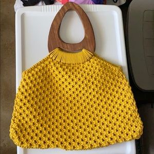 Brand new crochet purse with wood handle